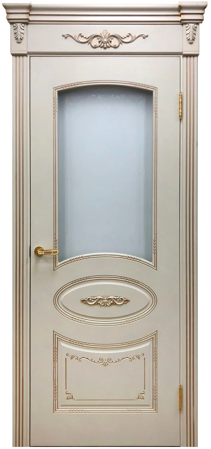 Фото Межкомнатная дверь Легенда Вуаль РАЛ 1013 Стекло Белое витраж прозр. контур