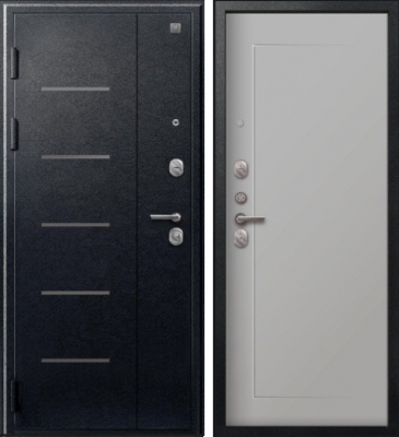 Дверь V-03 Черный муар - Кашемир сильвер