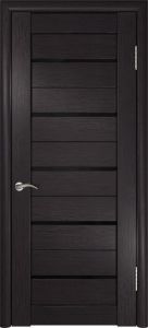 Межкомнатная дверь ЛУ-22 (Венге, стекло лакобель черное, 900x2000)